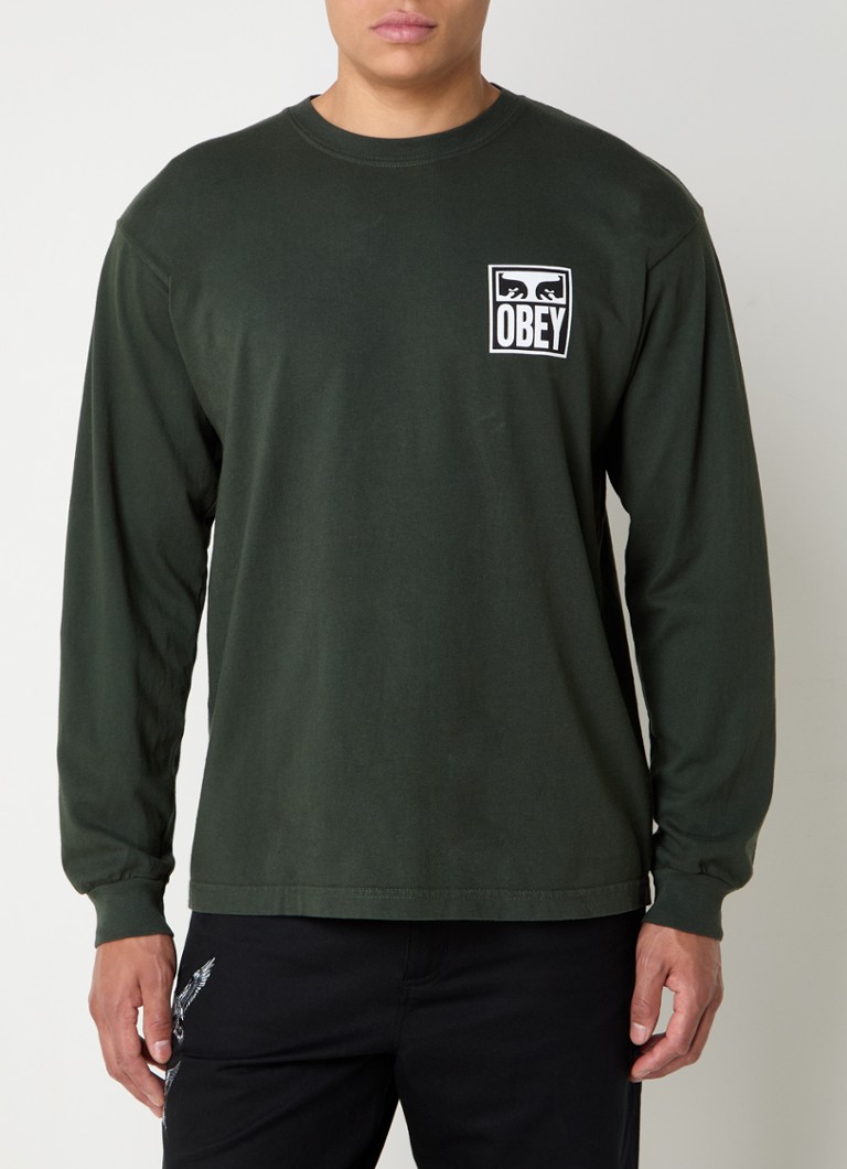 Obey Eyes dugi rukav s logotipom i printom na leđima