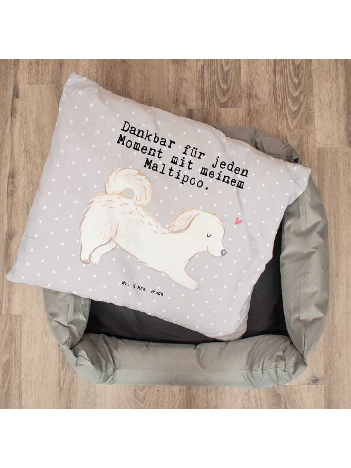 Mr. & Mrs. Panda Hundebett Maltipoo Moment mit Spruch in Grau Pastell günstig kaufen onesize