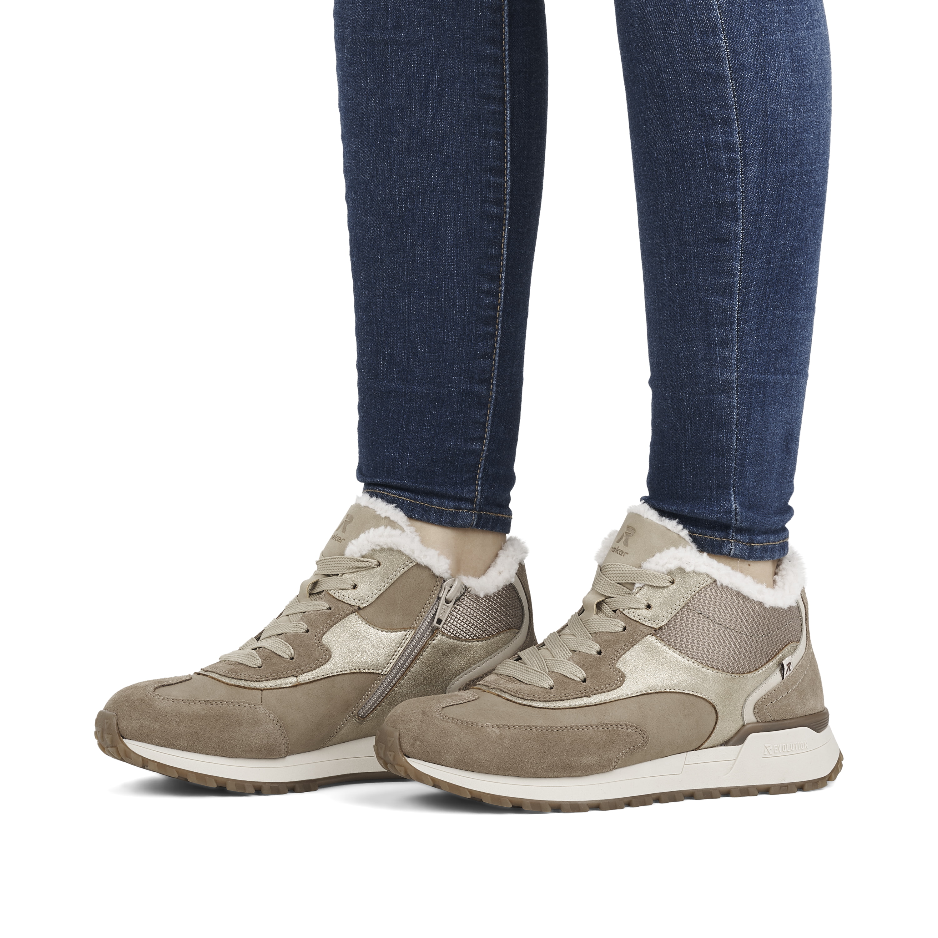 Rieker Damen Sneaker High champagner beige