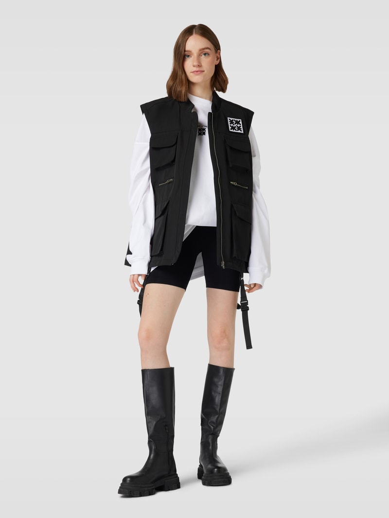 Oversized Longsleeve mit Label-Print in weiß