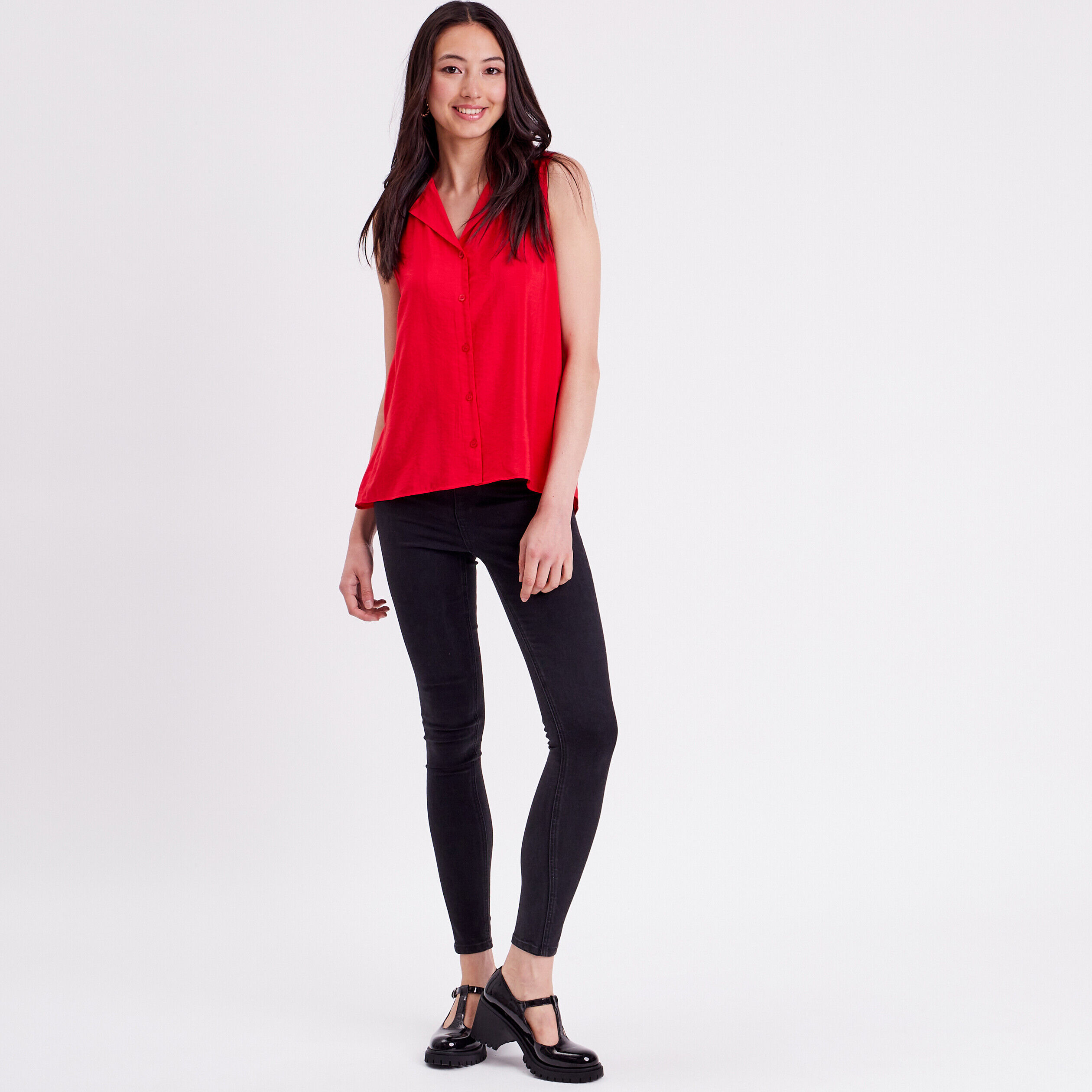 Chemise sans manches rouge femme | Cache Cache