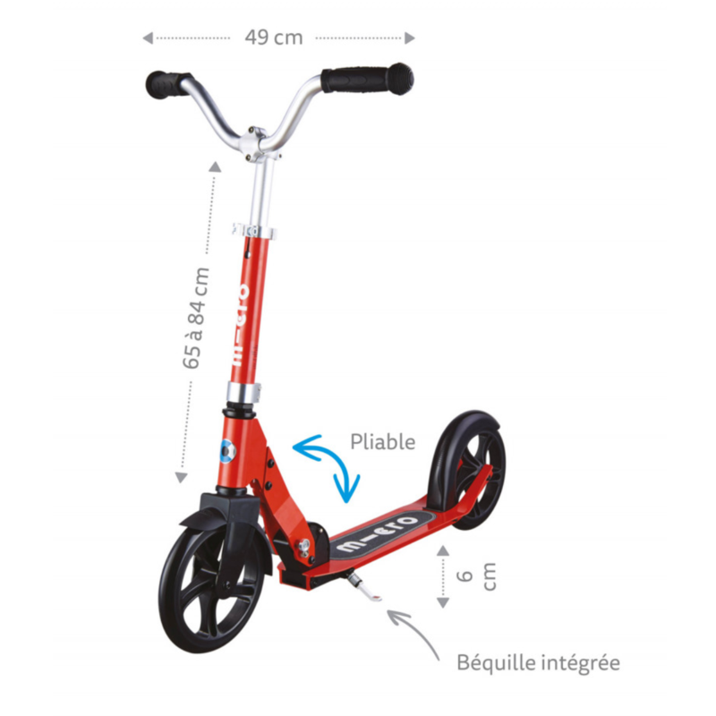 Trottinette pliable grandes roues – Micro Cruiser Rouge