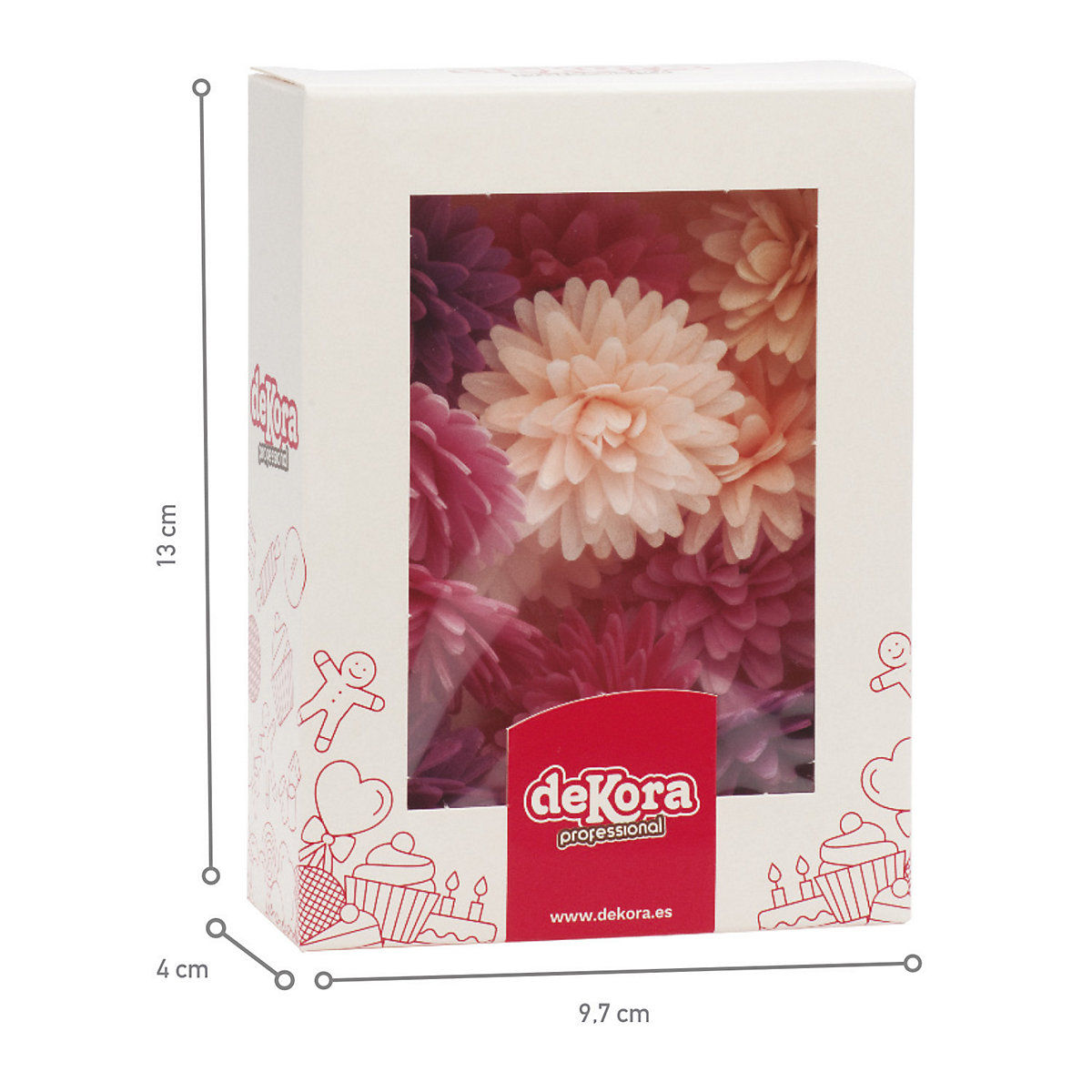 Essbare Blumen für die Torte aus Oblate, 12 Stück, je 4,5cm, 6 Farben Mix