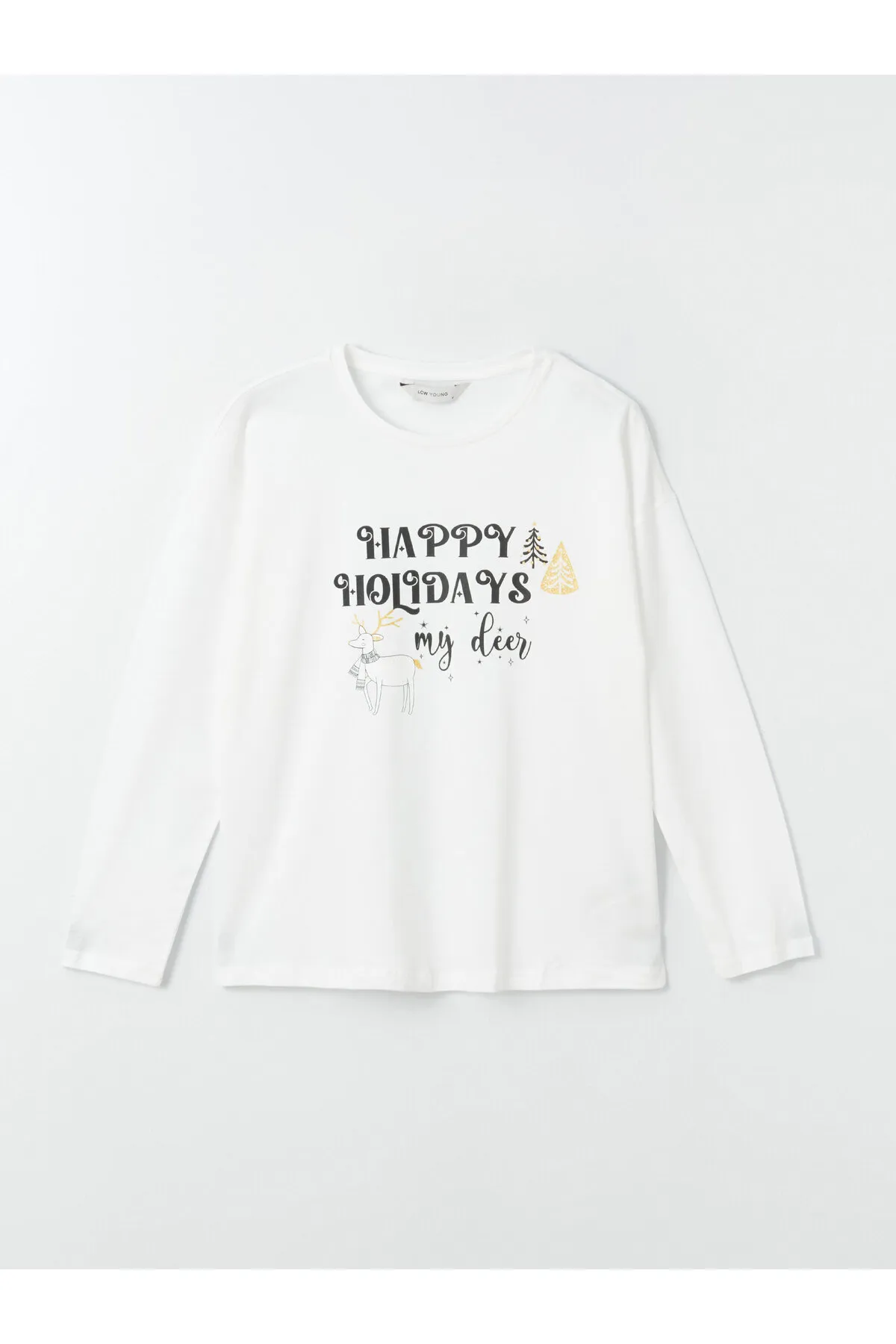 LC Waikiki  Langarm-Damenpyjama-Set mit Rundhalsausschnitt und Neujahrsmotiv