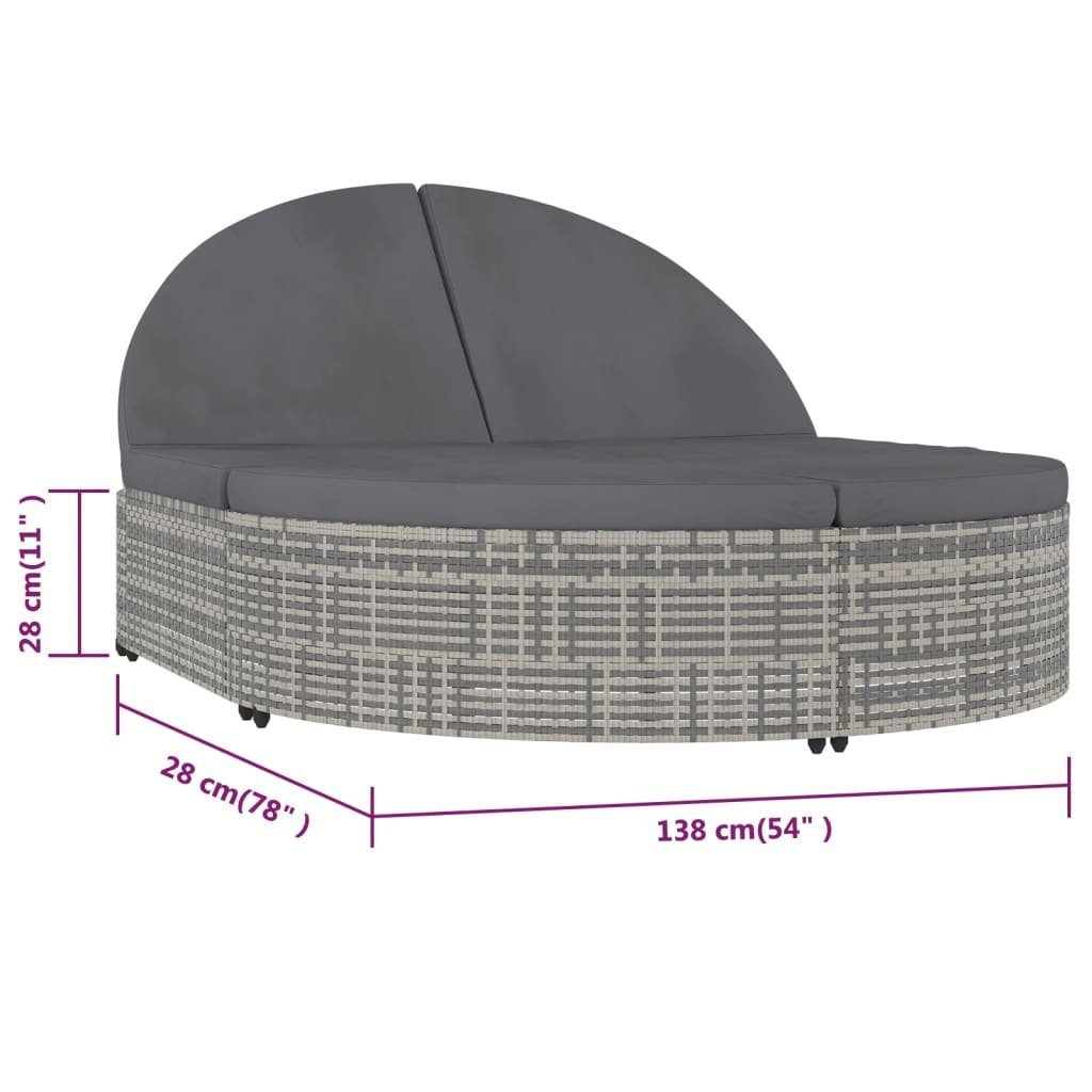 Merax Loungebett, 2 Teile, aus Polyrattan, Gartenliege, Sonnenlige inkl. Auflage, verstellbare Rücklehne