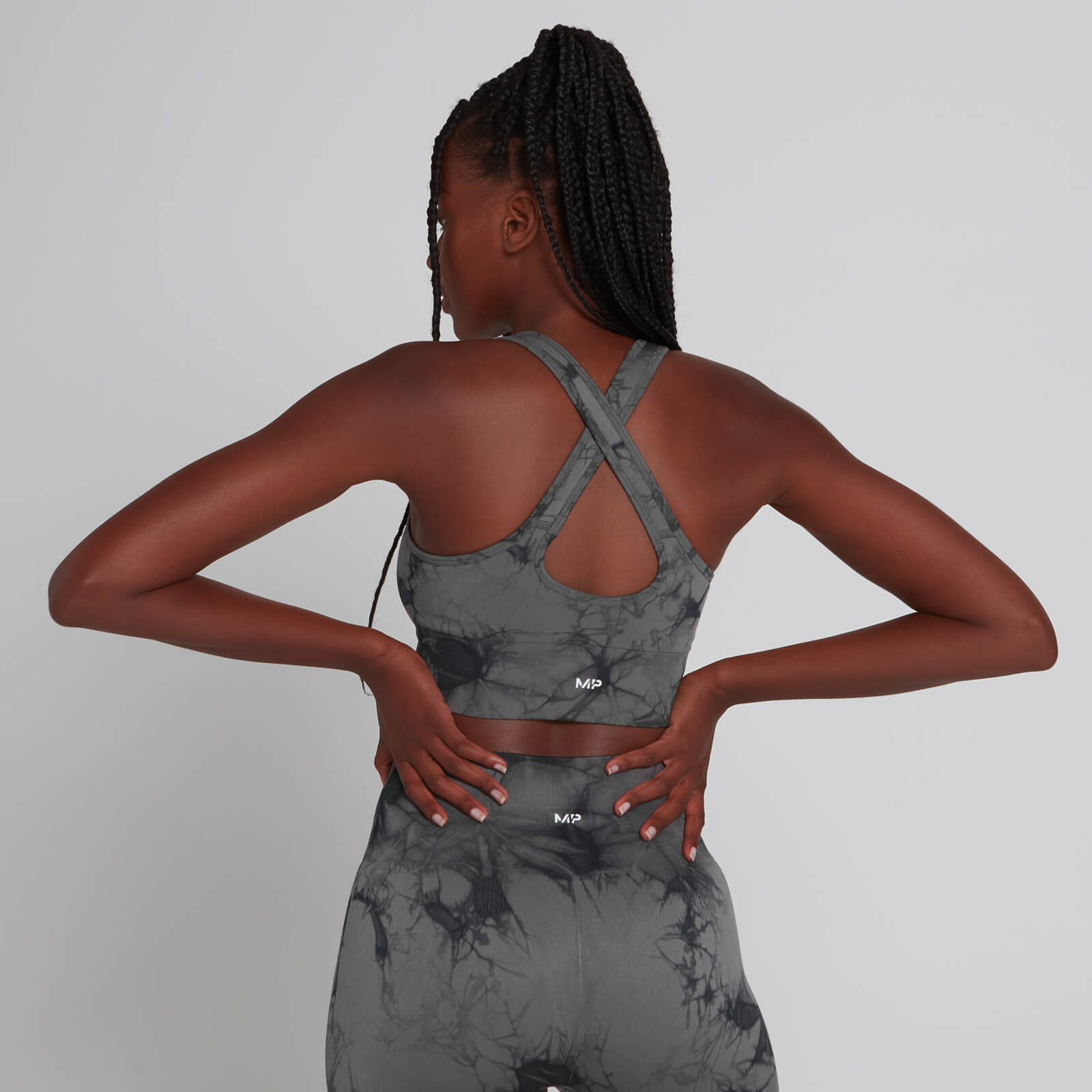 Brassière de sport sans coutures MP Shape Ultra pour femmes – Noir tie-dye