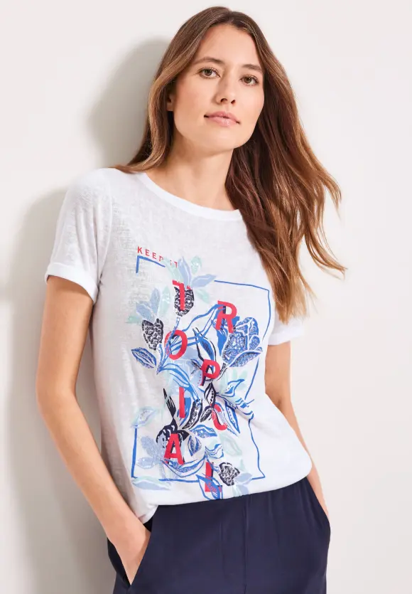 CECIL Printshirt in Leinenoptik