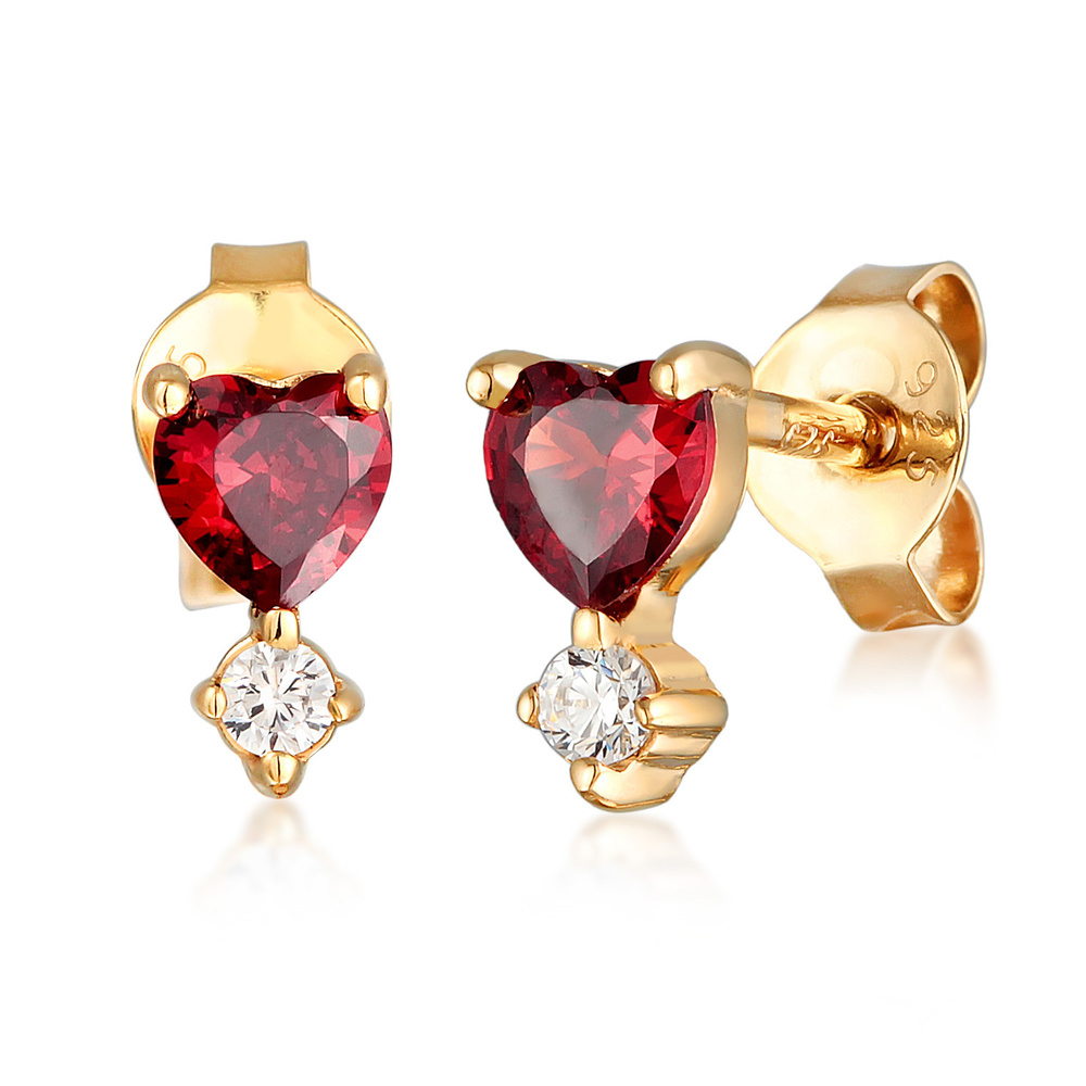 Elli Elli Boucles d'Oreilles Femmes Clous d'oreilles motif cœur amour avec zircon en a Boucles d'oreilles