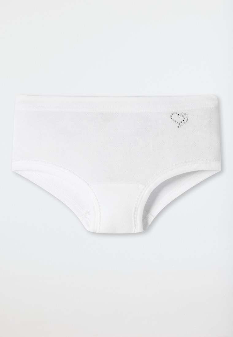 Panty-Slip Feinripp-Ajourée weiß - Ajourée