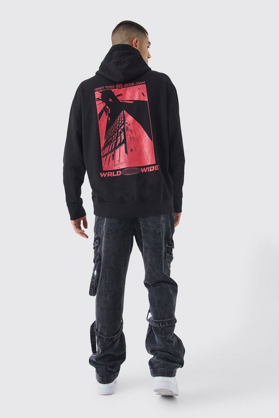 Oversize Hoodie mit Worldwide-Print