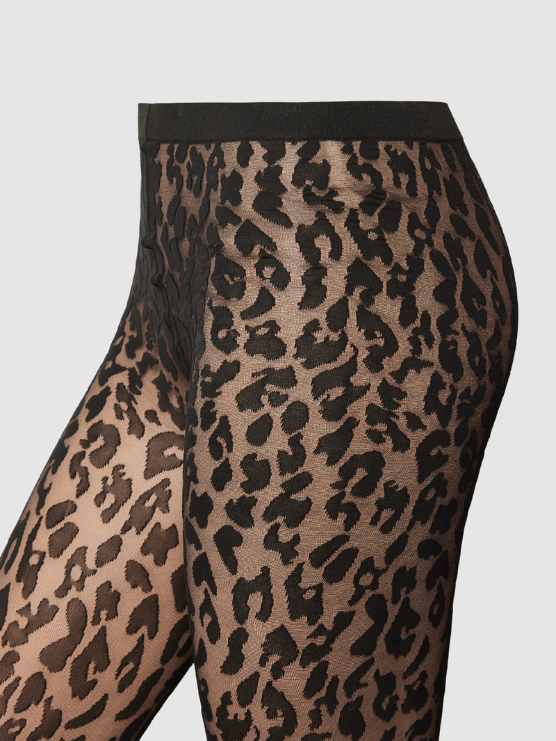 Strumpfhose mit Animal-Print Modell 'Josey' in schwarz