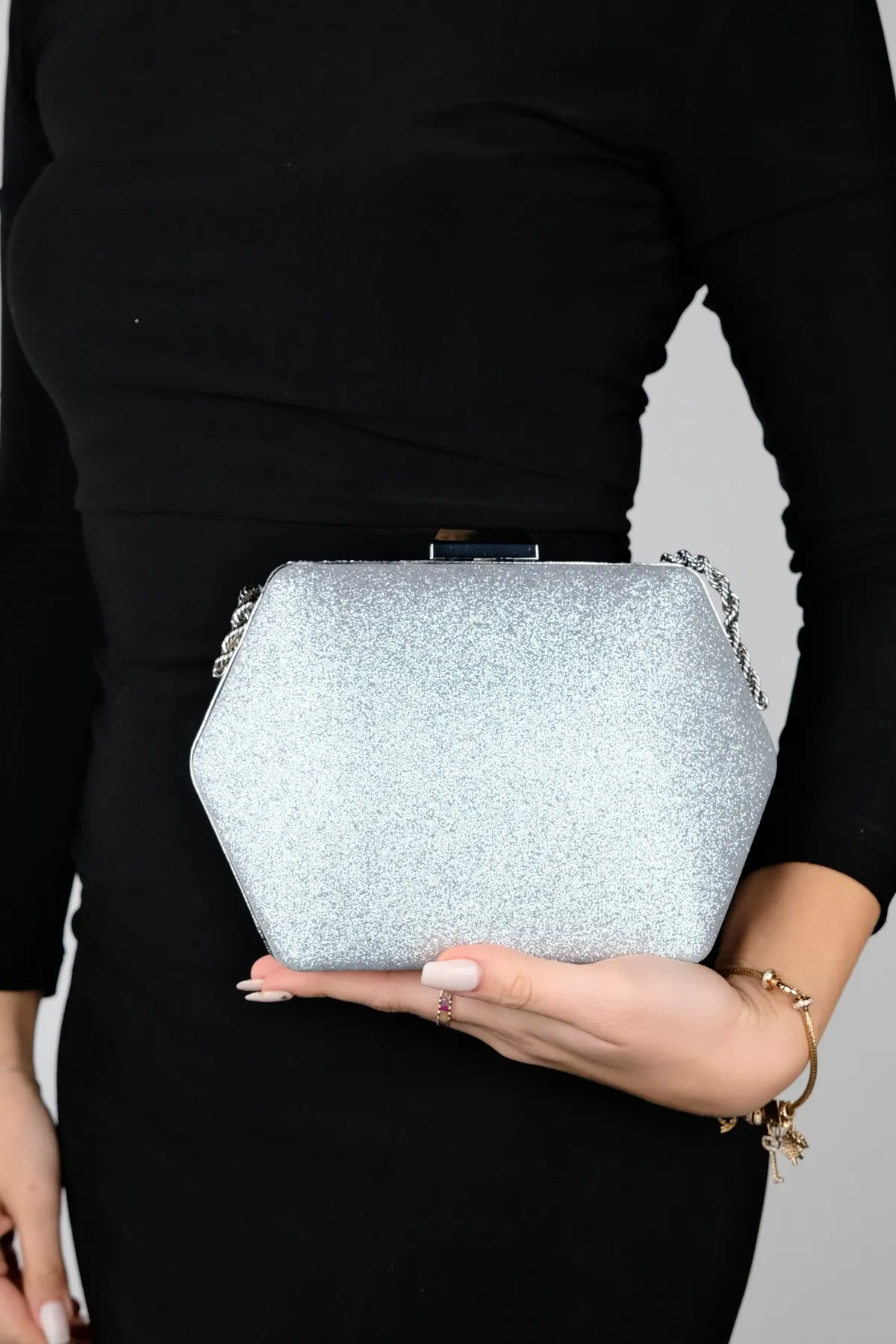 LuviShoes  Silber Sand Glitter Damen Handtasche