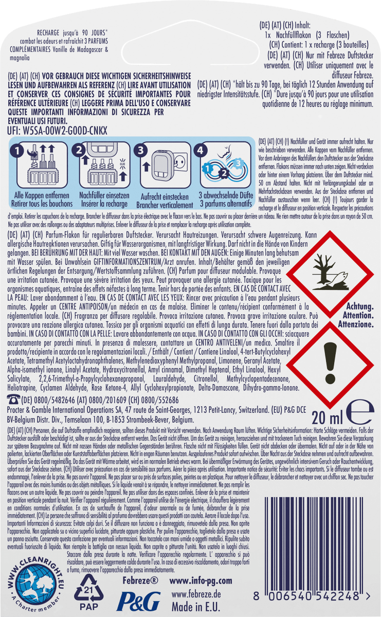 Lufterfrischer Duftstecker 3 Volution Madagaskar Vanille Nachfüllpack, 20 ml