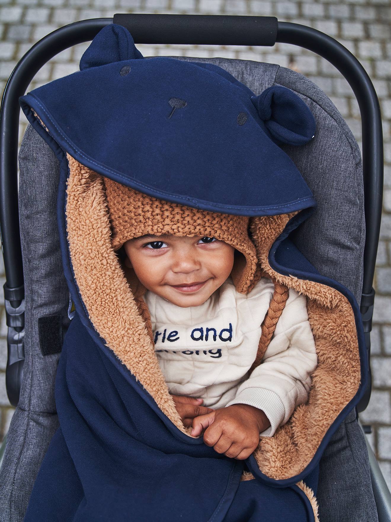 Vertbaudet Baby Sweat-Einschlagdecke, Plüschfutter, personalisierbar - rosa
