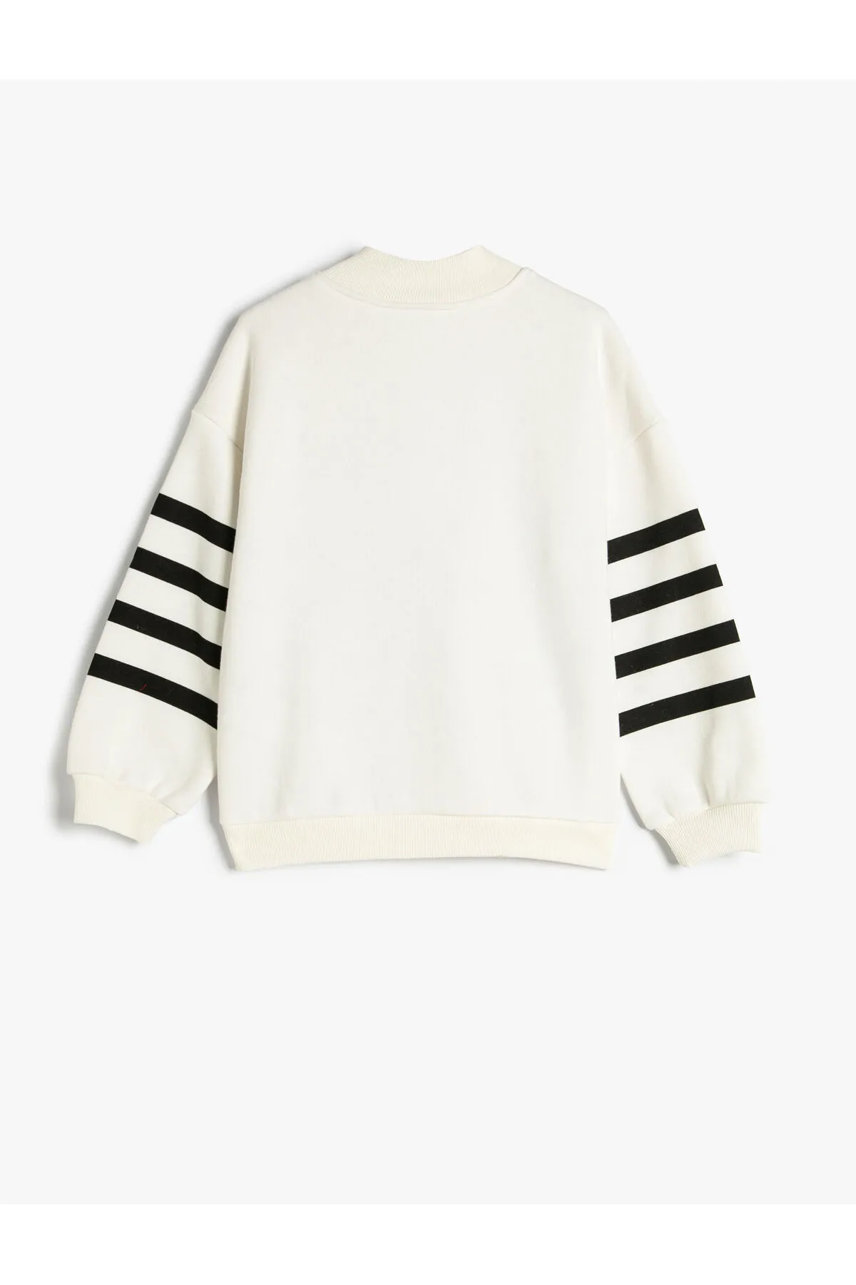 Koton  Sweatshirt, hoher Kragen, lange Ärmel, halber Reißverschluss, Streifen, detailliertes Band