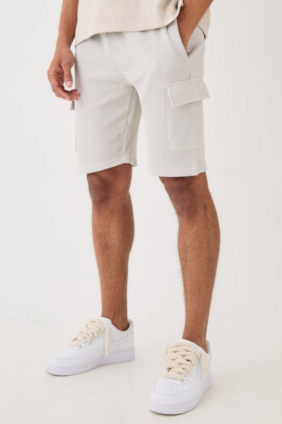 Slim-Fit Cargo-Shorts in Waffeloptik
