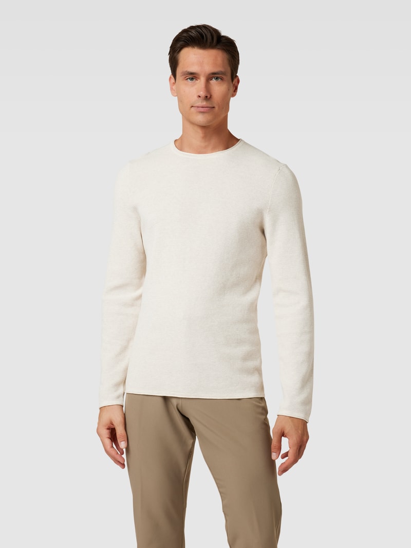 Strickpullover mit Rundhalsausschnitt in offwhite meliert