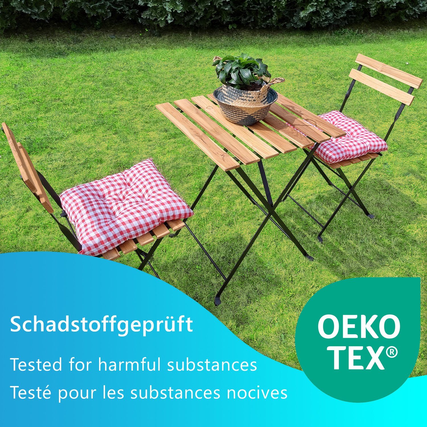 NYVI Stuhlkissen Sitzkissen Genua 4er Set - Dekokissen Sitzauflage für Indoor & Outdoor, Komfortabel & Robust, Gartenstuhlauflagen für 40x40 cm große Stühle