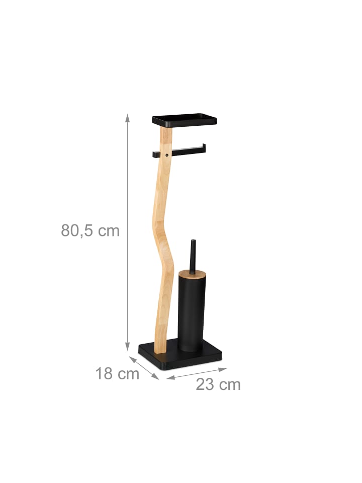 relaxdays WC Garnitur in Schwarz/ Natur - (B)23 x (H)80,5 x (T)18 cm günstig kaufen onesize