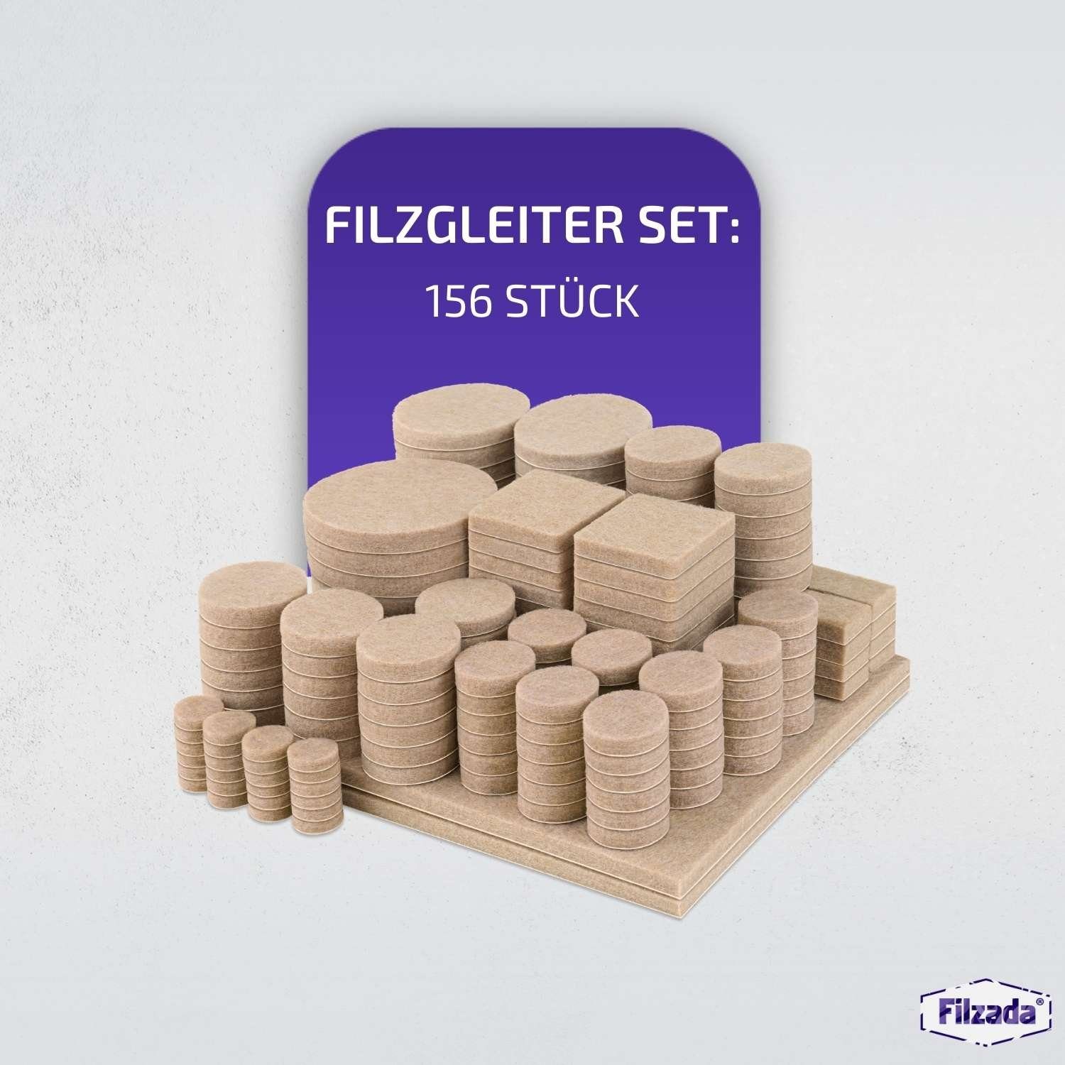 Filzada Filzgleiter Filzgleiter 156 St Selbstklebend Set Möbelgleiter Filz Rund Eckig