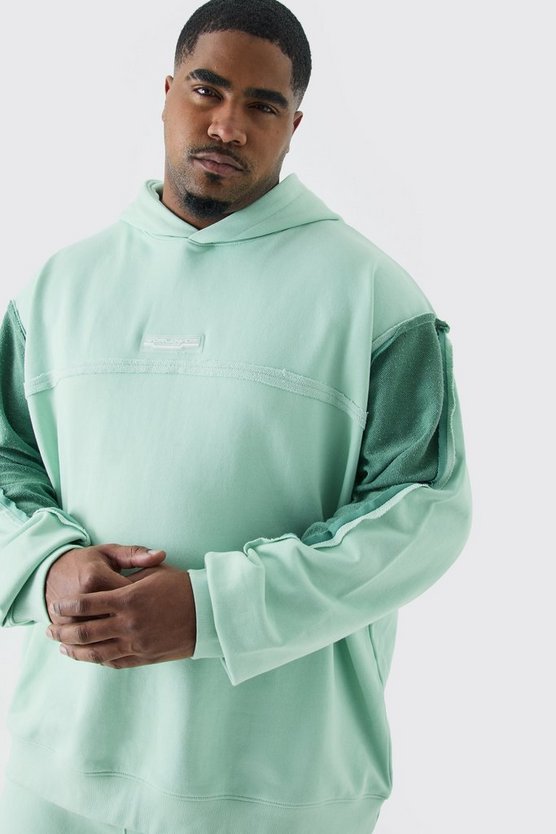 Plus Oversize Hoodie mit rohem Saum