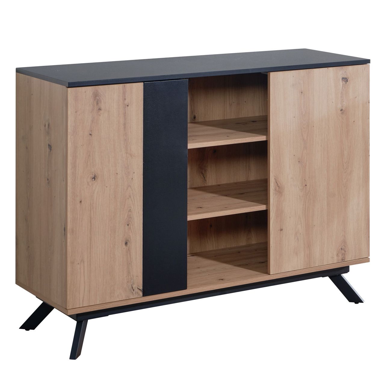 Skyport WOHNLING Sideboard 110x87x40 cm MDF Eiche Dekor Kommode Anrichte Standschrank