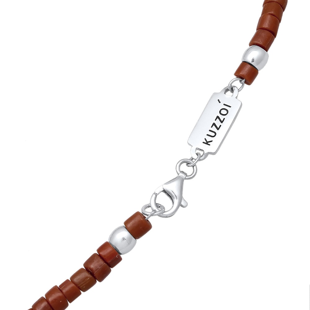 KUZZOI KUZZOI Collier Hommes Perles marron Urban Style en argent sterling 925 collier