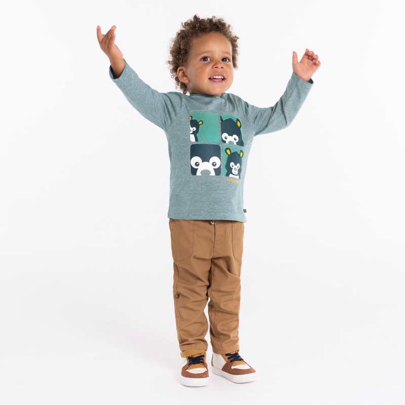 T-shirt animal zoom bleu bébé garçon