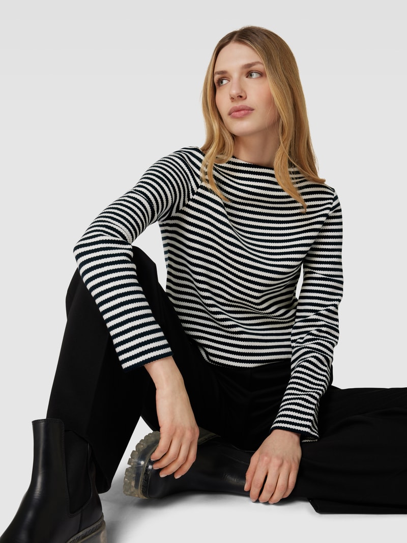 Sweatshirt mit Streifenmuster Modell 'Gemusa' in marineblau
