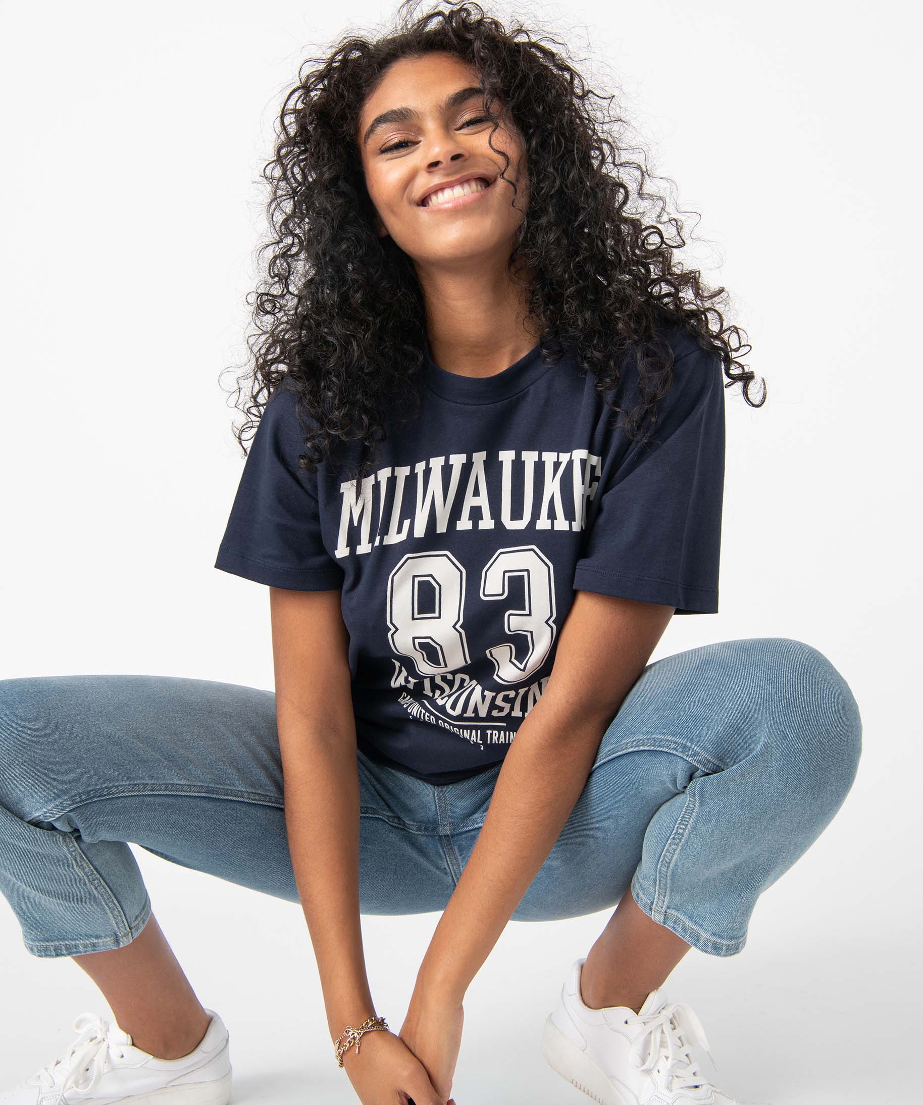 Tee-shirt femme à manches courtes oversize – Camps United bleu fonce | GEMO