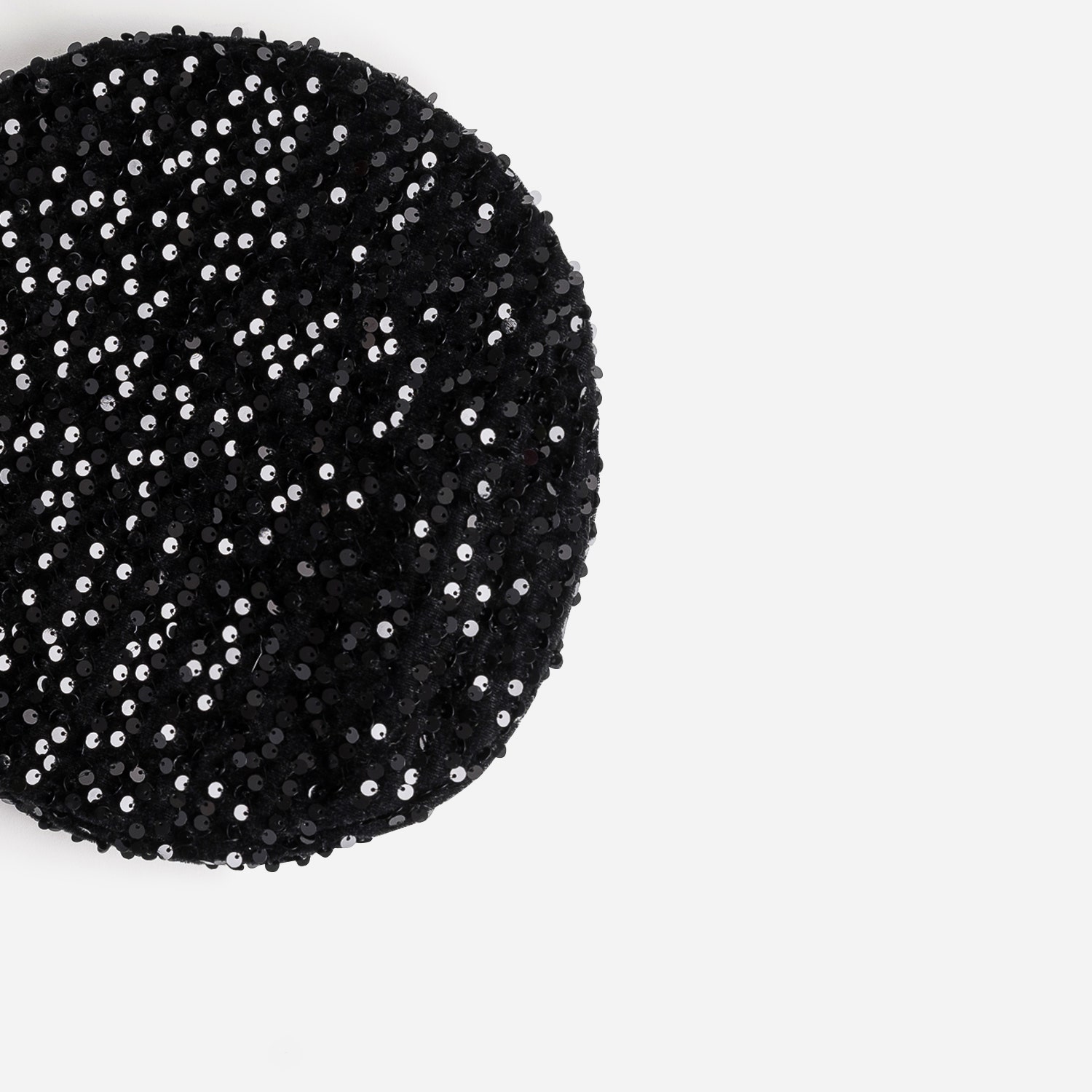 Béret TEXTO noir en velours brodé sequins