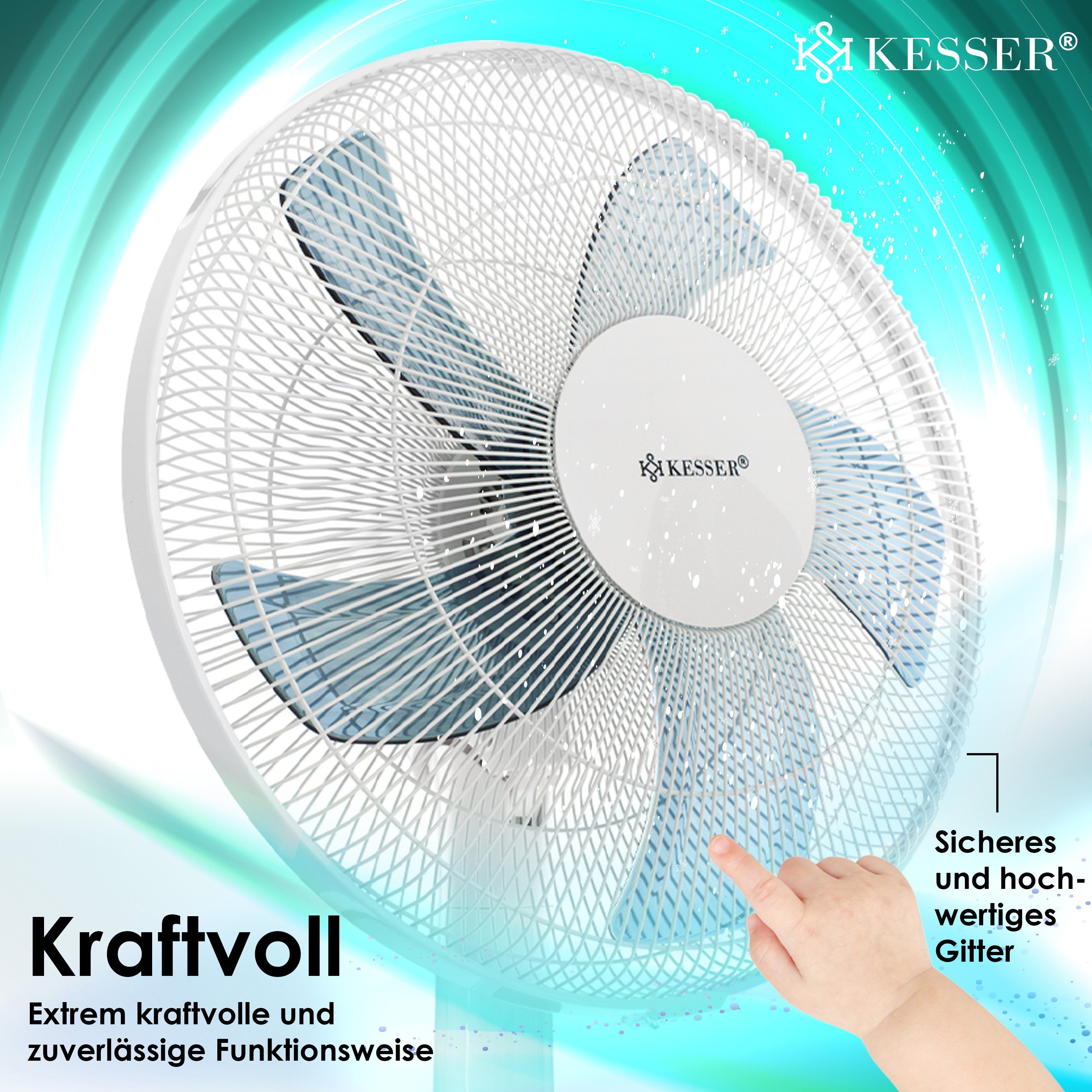 KESSER Standventilator, Standventilator mit Fernbedienung und Display Led Timer