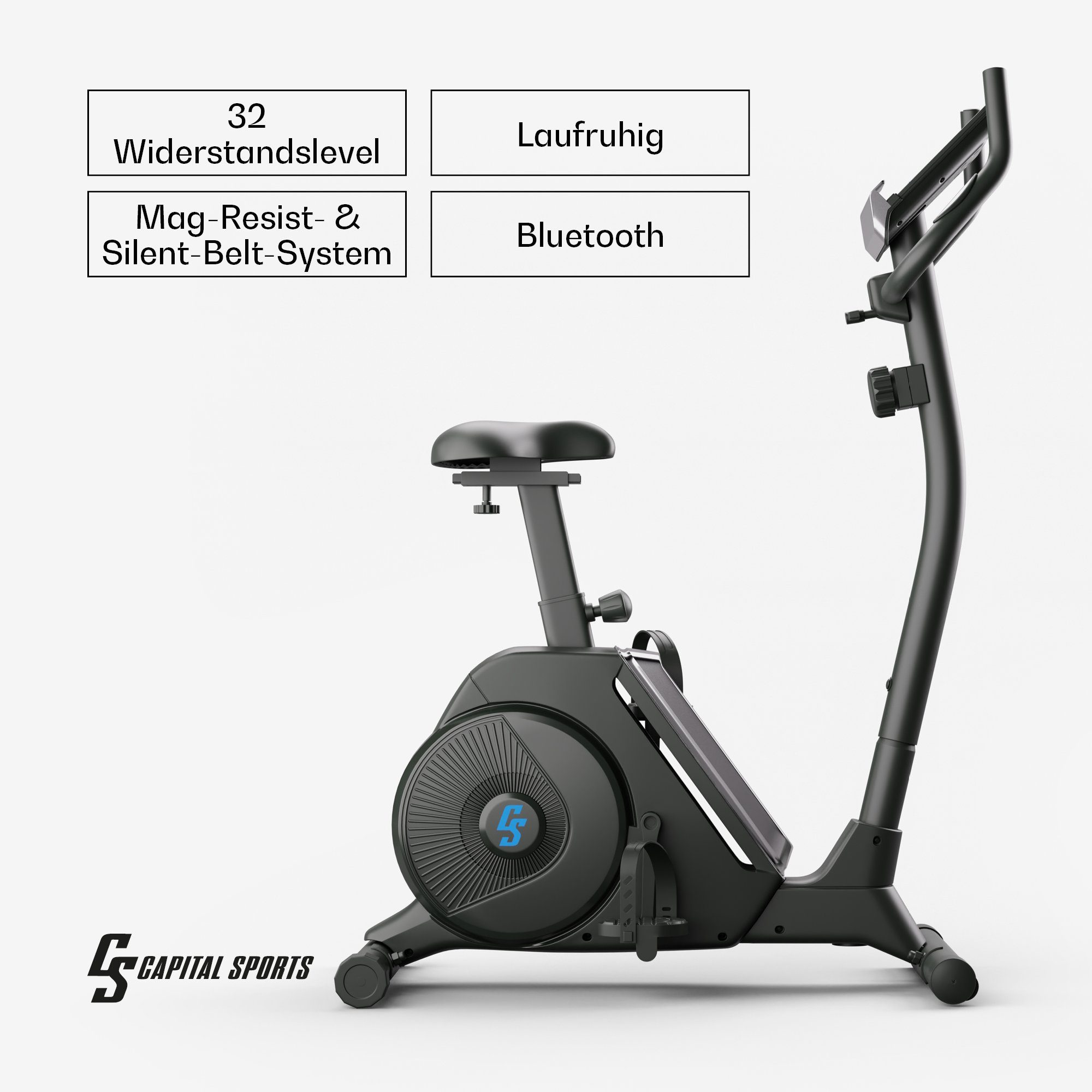 Capital Sports Crosstrainer Helios Cardiobike Heimtrainer (Trainingscomputer mit 12 Programmen), Standfahrrad Hometrainer Cardio Trainingsgerät Ausdauertraining Fitnes