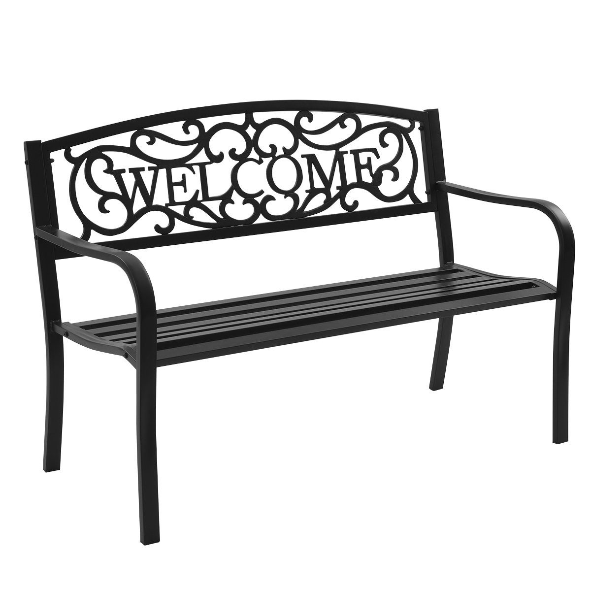 COSTWAY Gartenbank, mit Rückenlehnen, bis 320kg belastbar, 127 x 63,5 x 89cm
