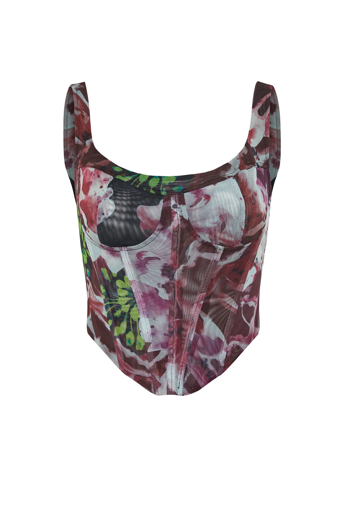 Trendyol Collection  Mehrfarbiges Tüll-Bustier mit tailliertem Strickkorsett-Detail