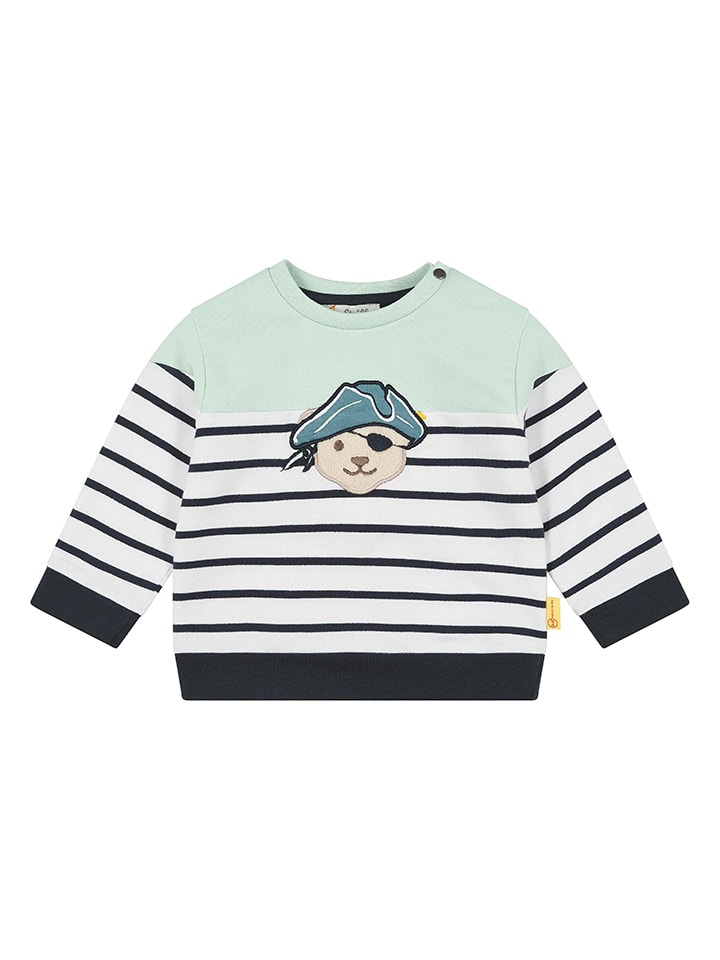 Steiff Sweatshirt in Mint/ Weiß/ Schwarz günstig kaufen