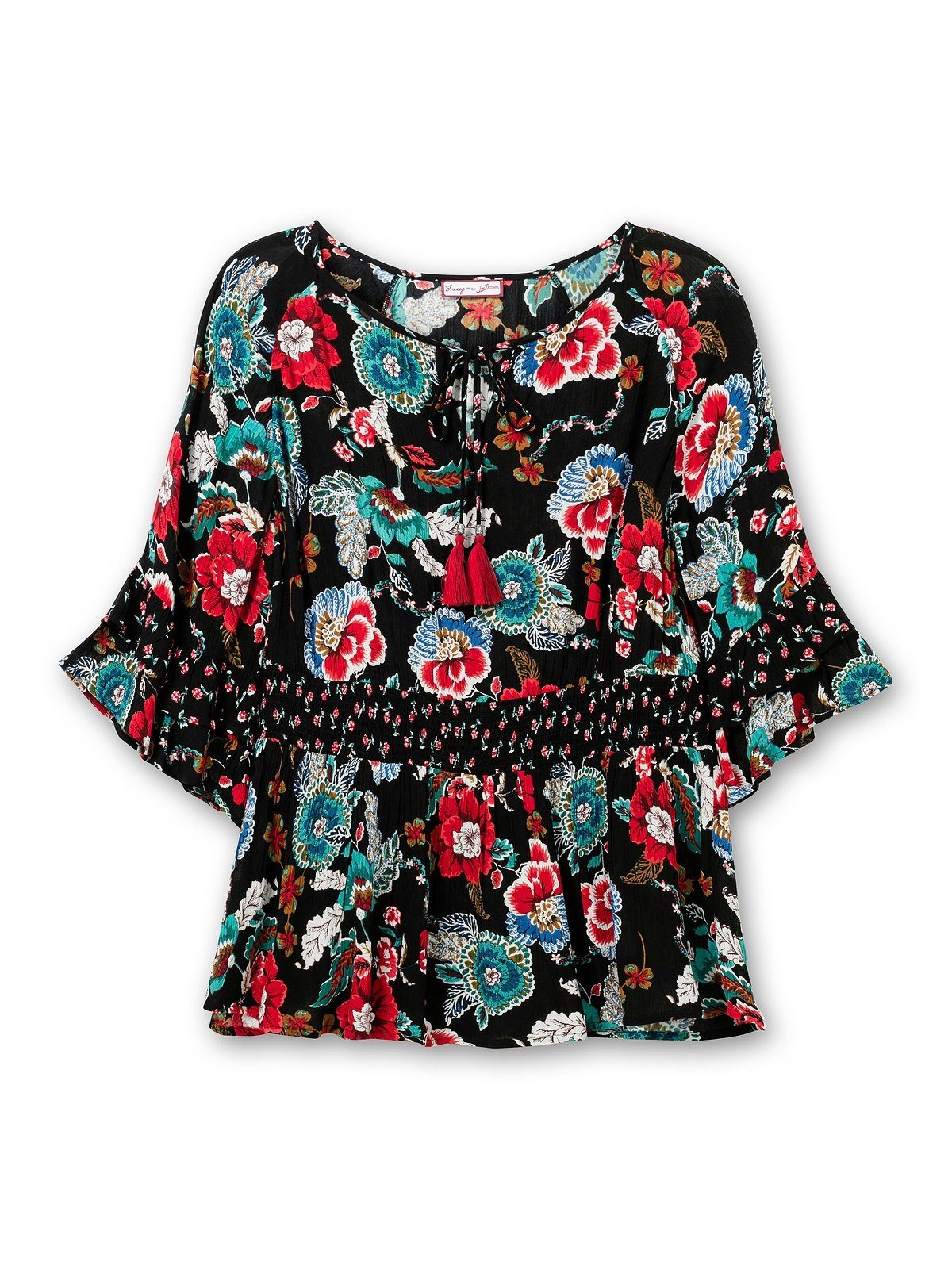 sheego by Joe Browns Tunika Große Größen mit Cut-outs, Smokbund und Blumenprint