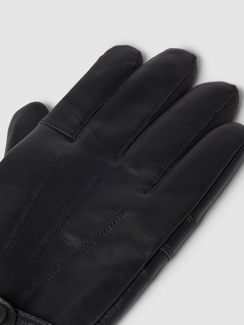 Lederhandschuhe mit verstellbarem Riegel Modell 'Burnished' in schwarz