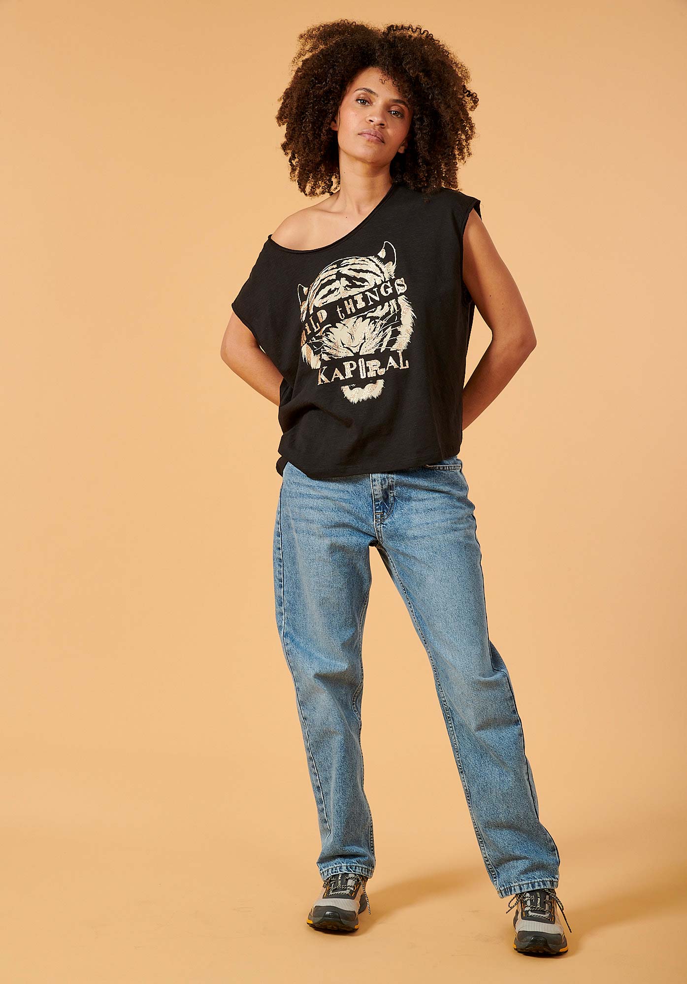 FEROL  T-shirt noir Femme 100% coton
