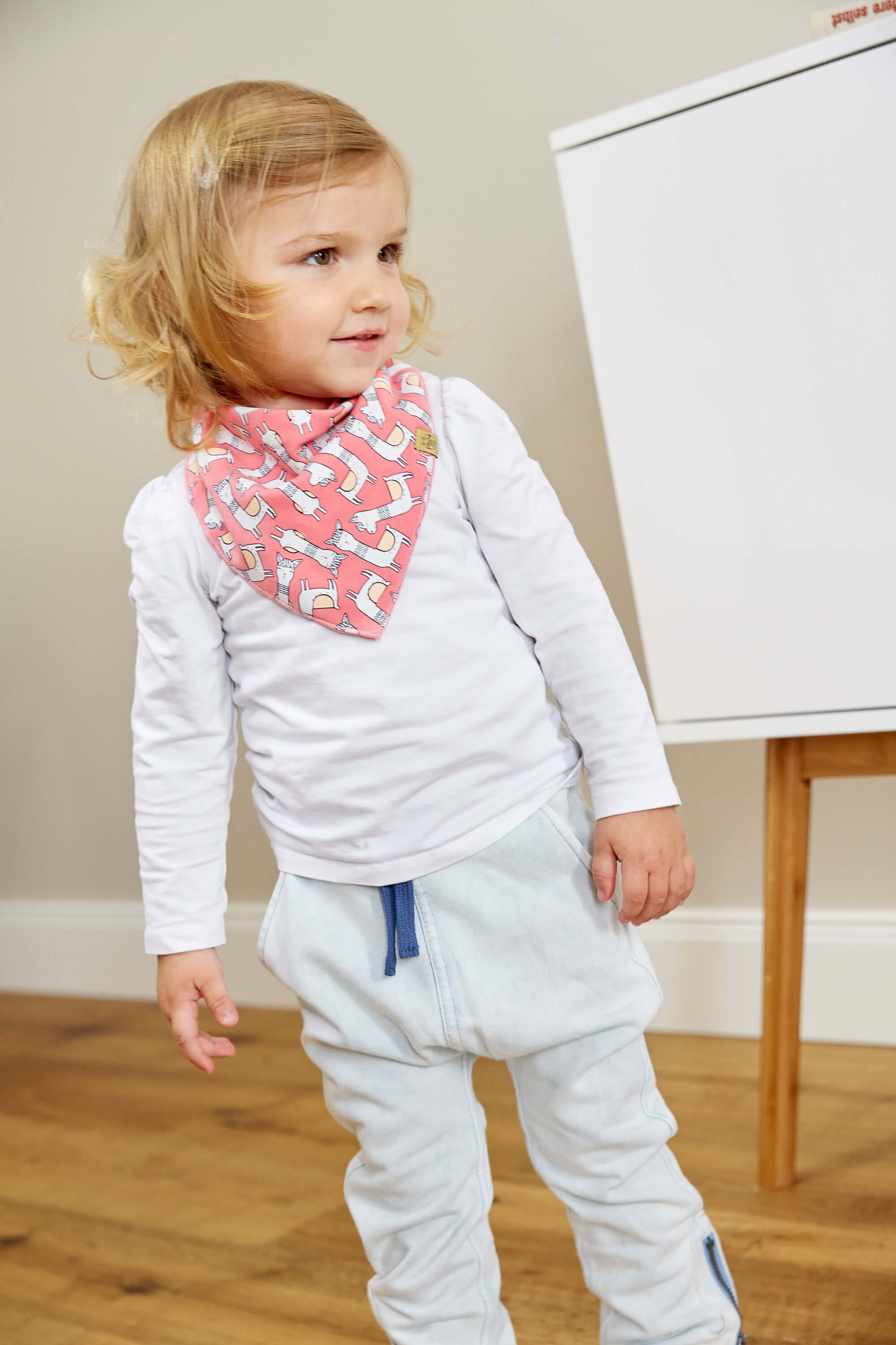 Dreieckstuch Baby - Bandana, Glama Lama Coral