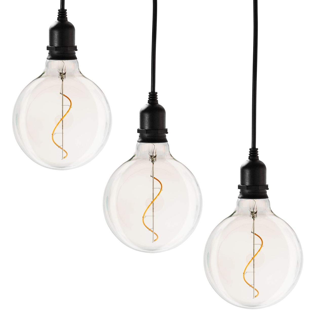 Weles 3er Set Glaskugel Glow klar Batteriebetrieben