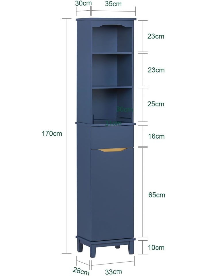 SoBuy Hochschrank in Blau - (B)35 x (H)170 x (T)30cm günstig kaufen onesize