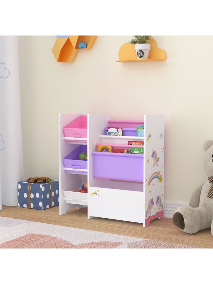 en.casa Kinderregal Vimianzo in Lila Rosa (H)60cm (B)65cm (T)30cm günstig kaufen onesize