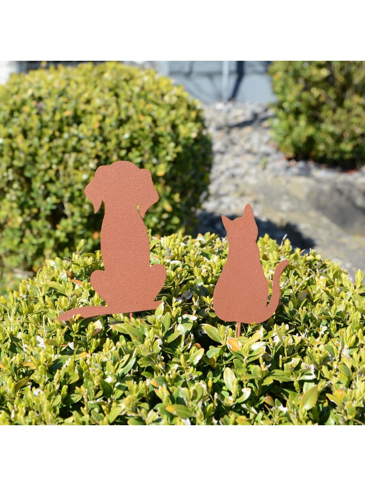 UNUS 2er Set Gartenstecker Rost Hund und Katze in Braun günstig kaufen onesize