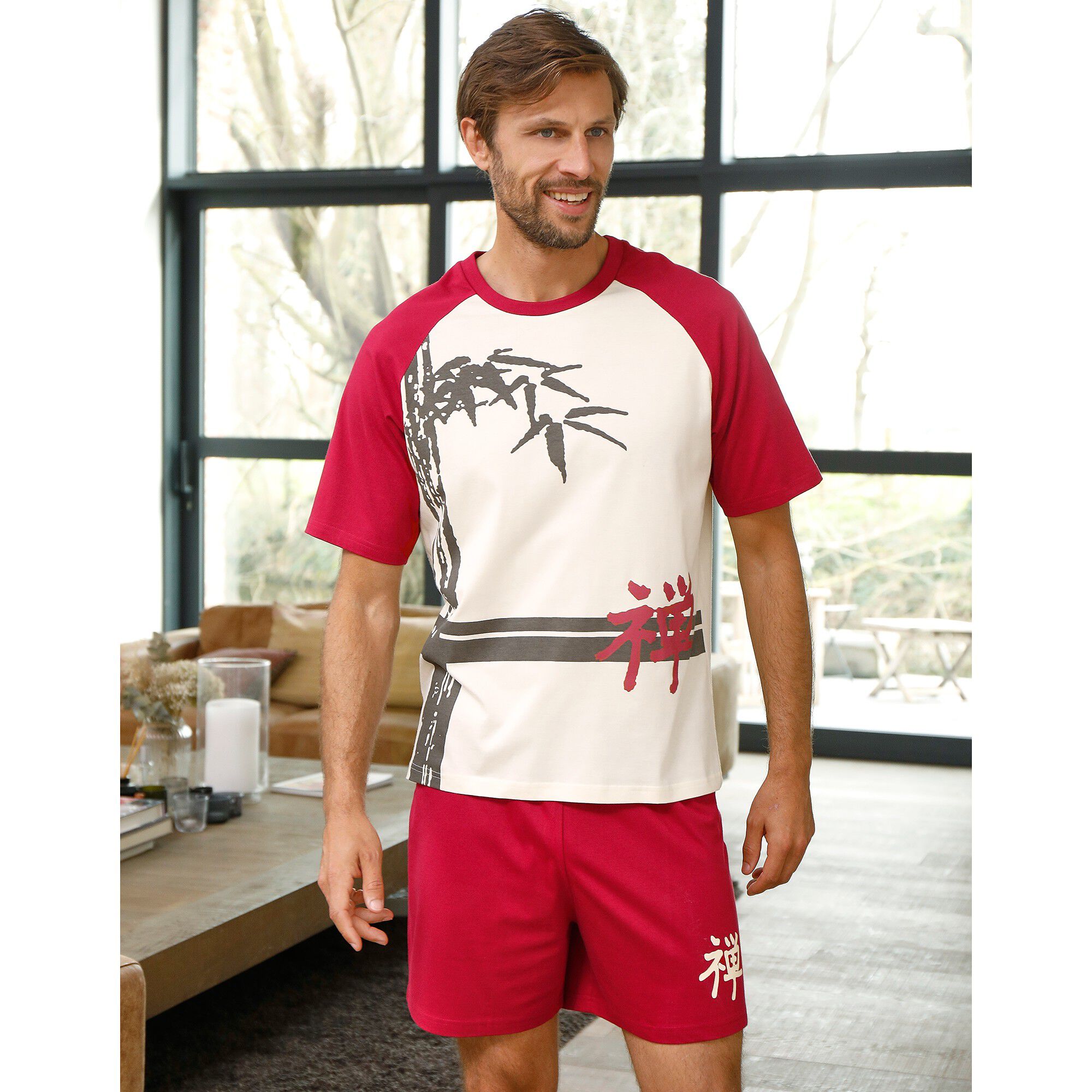 Pyjama short motif bambou