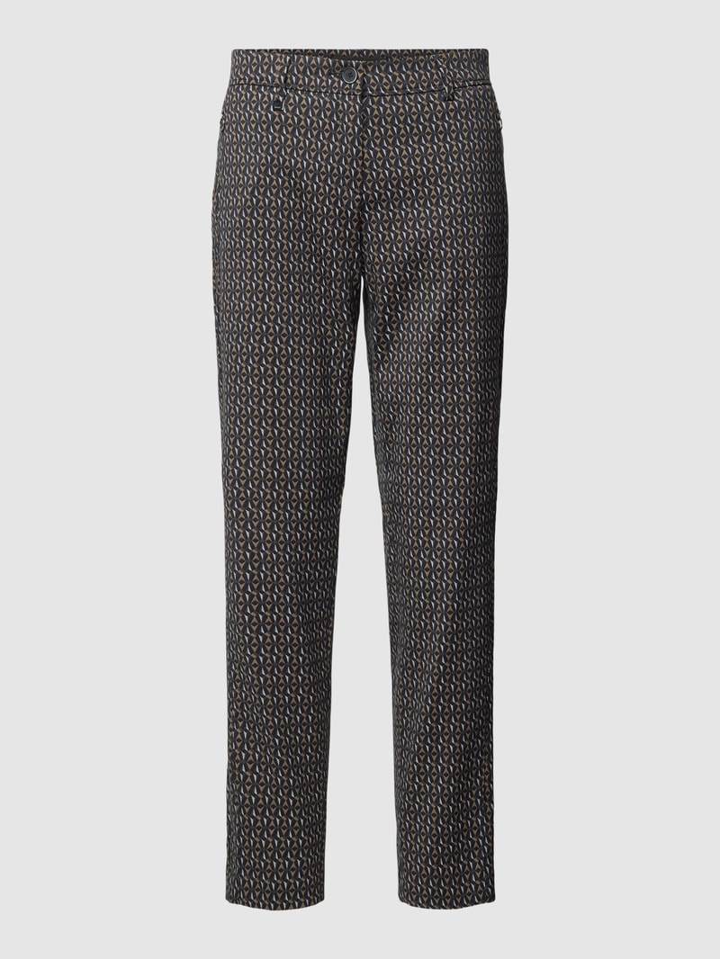 Stoffhose in verkürztem Design mit Allover-Muster in olivgrün