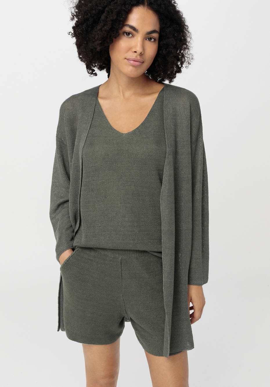 Strickjacke aus reinem Bio-Leinen