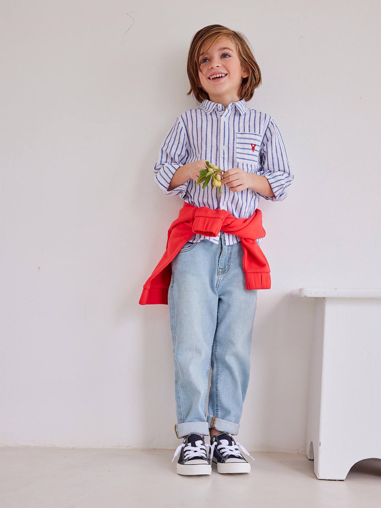 Baskets élastiquées garçon en toile rouge