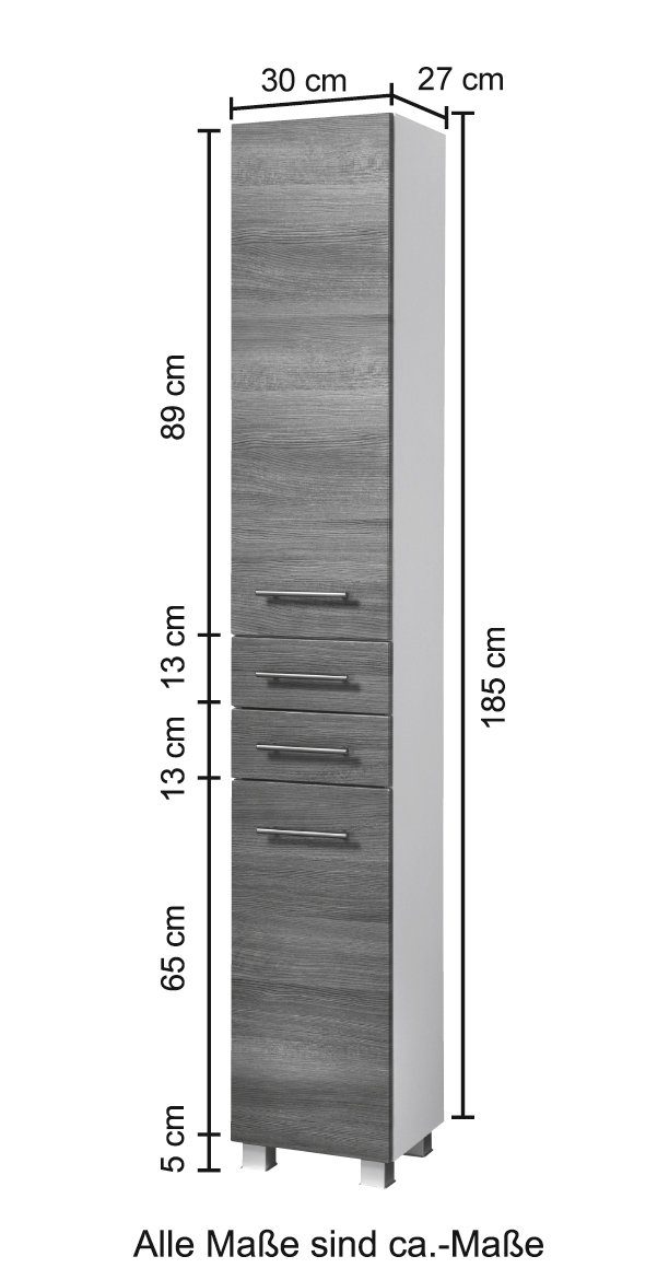 HELD MÖBEL Hochschrank Trento, verschiedene Ausführungen und Farben Badmöbel, Seitenschrank Breite 30 cm, viel Stauraum, Made in Germany