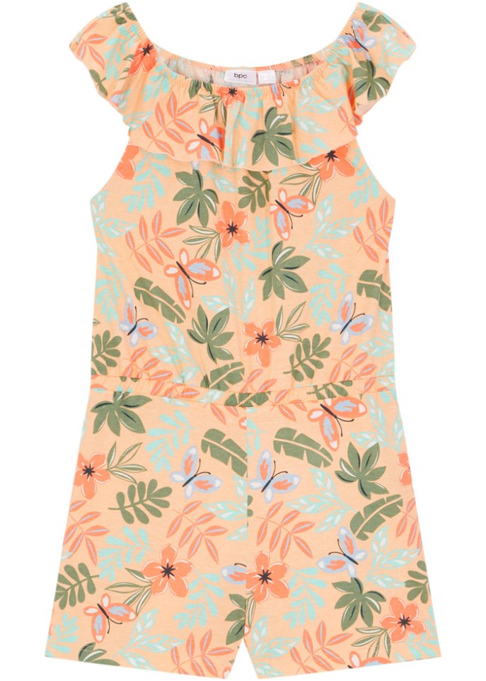 Mädchen Sommer-Jumpsuit mit Carmenausschnitt